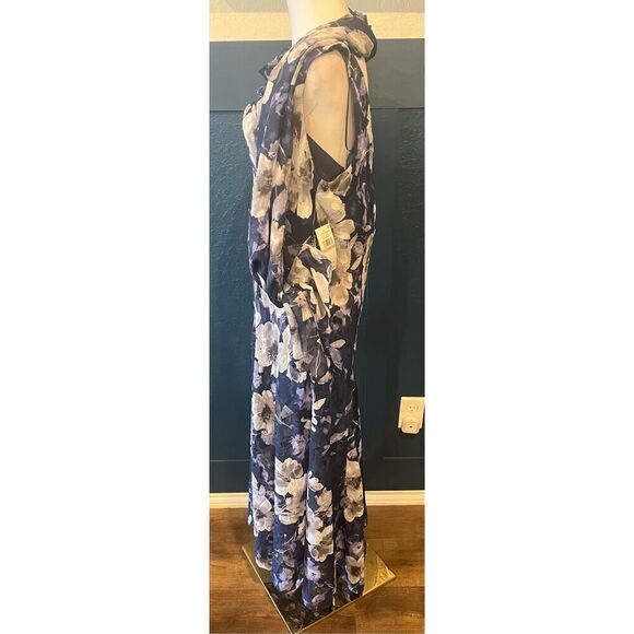 Alex Evenings Women's Sleeveless Printed Chiffon Dress with Shawl - Picture 5 of 8